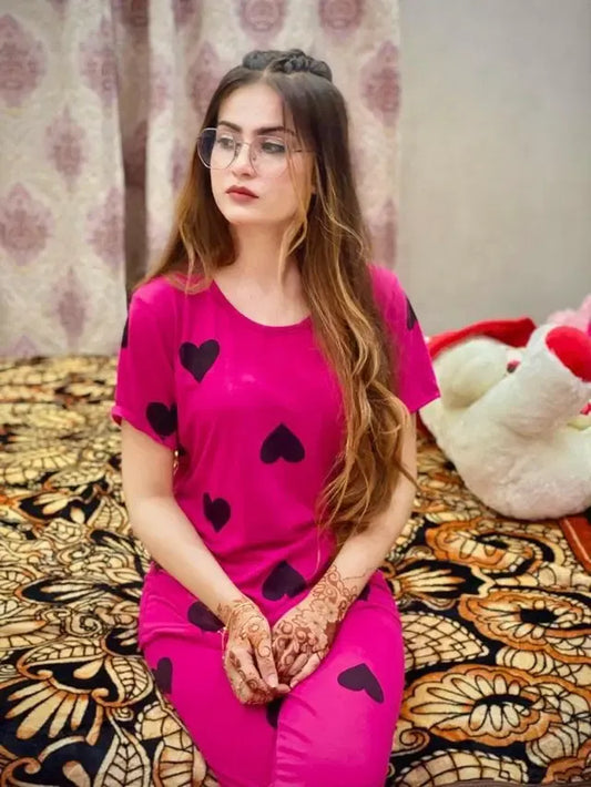 2 Pcs Women's Stitched Cotton Jersey Printed Night Suit (Copy) (Copy)